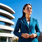 Modern Architect in Madrid**

"A professional female architect, fully clothed in a stylish but modest business suit, standing in front of a modern building in Madrid, Spain. The background features a clear blue sky and the bustling city. Safe for work, appropriate content, perfect anatomy, natural proportions, professional architecture photography, high quality, family-friendly."

**