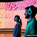 Home 22 다감각 예술 경험 디자인을 위한 피드백 루프 구축 - A futuristic multisensory art installation inside a spacious gallery, featuring dynamic projections ...