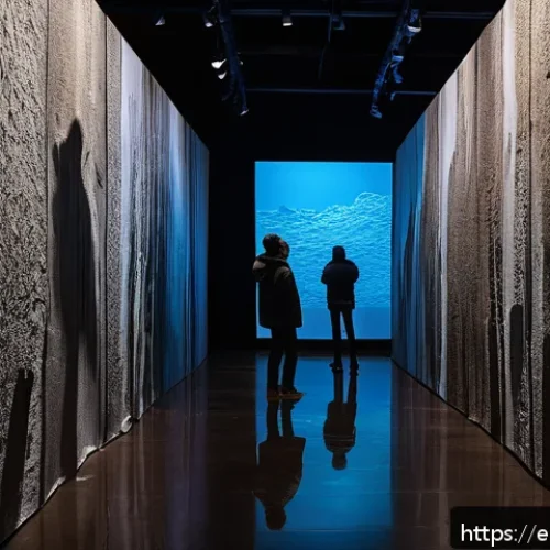 Home 32 다감각 예술 경험 디자인의 사회적 책임 - A multisensory art installation portraying the migration crisis: a dimly lit immersive gallery space...