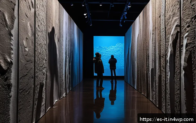 다감각 예술 경험 디자인의 사회적 책임 - A multisensory art installation portraying the migration crisis: a dimly lit immersive gallery space...