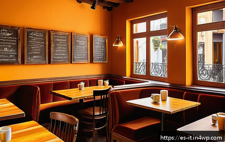 다감각 예술 경험 디자인의 실용적 응용 - A cozy Spanish café interior during a sunny afternoon, featuring warm lighting that casts a golden g...