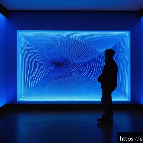 Home 17 다감각 예술 경험 디자인의 이론적 배경 - A contemporary multisensory art installation in a modern Madrid gallery, featuring immersive ambient...
