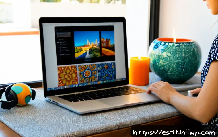 다감각 예술 경험 디자인의 온라인 마케팅 전략 - Photorealistic online marketing workspace for a multisensory art experience, Spanish creative direct...